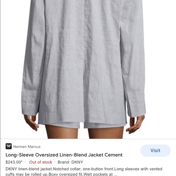 DKNY Long-Sleeve Oversized Linen-Blend Jacket, Cement - Picture 3 of 12